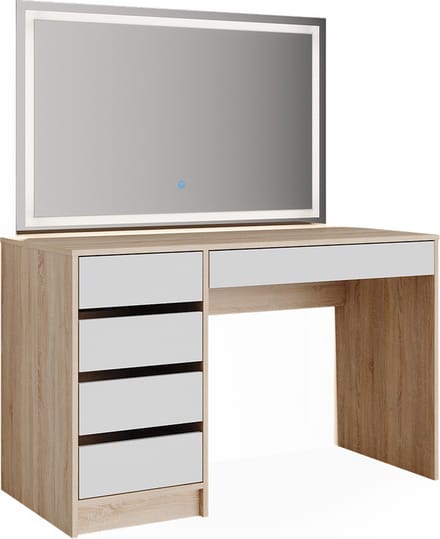 Vicco Sherry Kaptafel met licht – 120 cm met LED-spiegel Wit/Sonoma