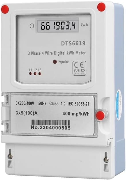 Energieteller - Stroommeter Digitale - Stroomverbruik Meten - Driefase LCD Scherm - 100A Capaciteit - Wit