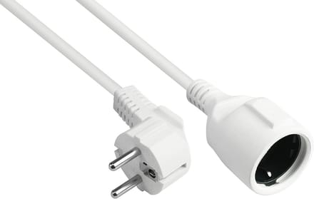 Verlengkabel 3 m - geaard stekker type E+F naar type F - koperen geleider 1,50 mm² - wit