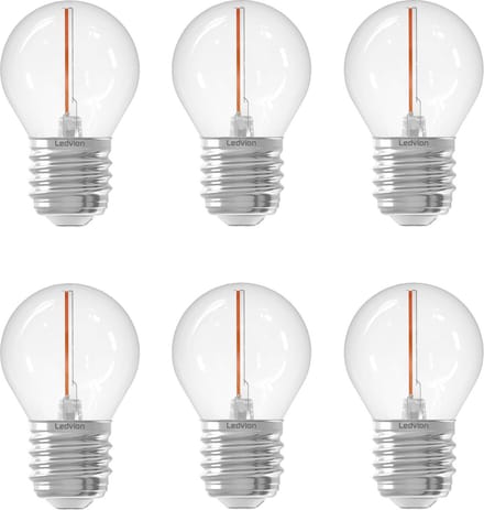 Ledvion - 6X E27 LED Lamp Helder - 1W - 2100K - 50L
