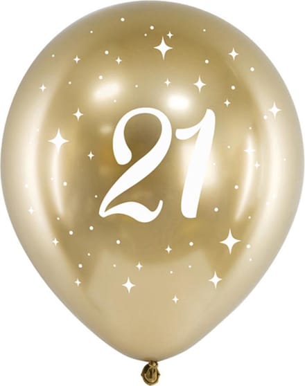 Partydeco - Glossy ballonnen gold 21 jaar (6 stuks)