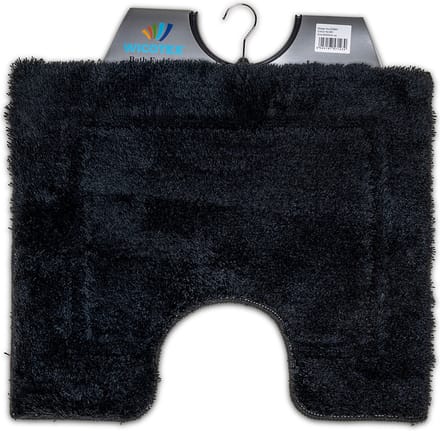 Wicotex - Toiletmat uni Zwart - Antislip onderkant - WC mat met uitsparing - Afmeting 50x60cm