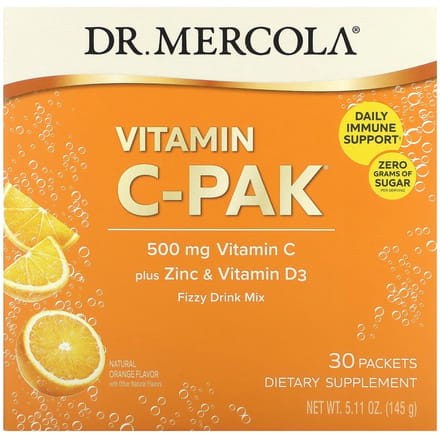 Dr. Mercola, Vitamine C-PAK, Orange naturelle, 500 mg, 30 sachets, 4,84 g (0,17 once) chaque