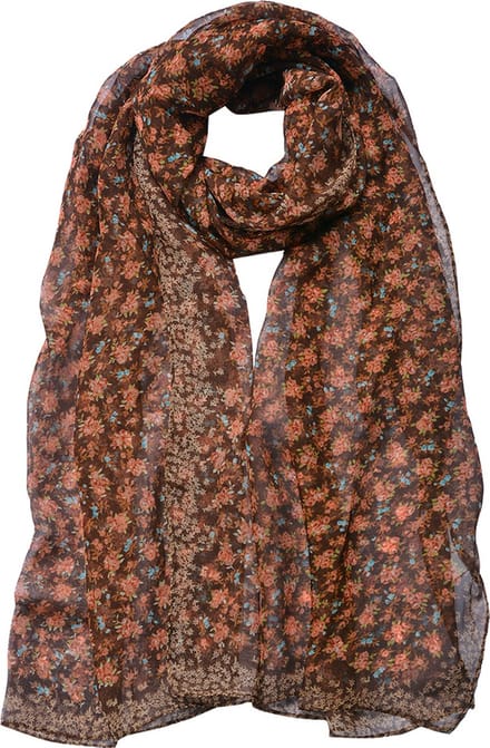 Juleeze Sjaal Dames Print 50x160 cm Bruin Rood Synthetisch Bloemen