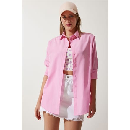 Overmaatse Poplin Overhemd met Lange Mouwen