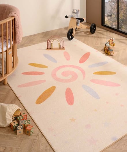 Kindervloerkleed bloem - Joy crème 160x230