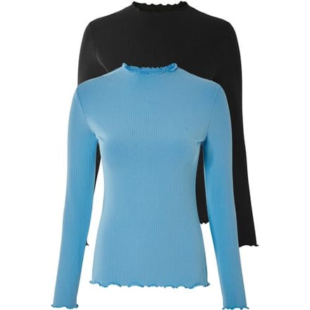 ESMARA 2 dames shirts (Zwart/blauw, L (44/46))