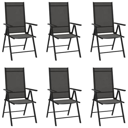 vidaXL - Tuinstoelen - 6 - st - inklapbaar - textileen - zwart