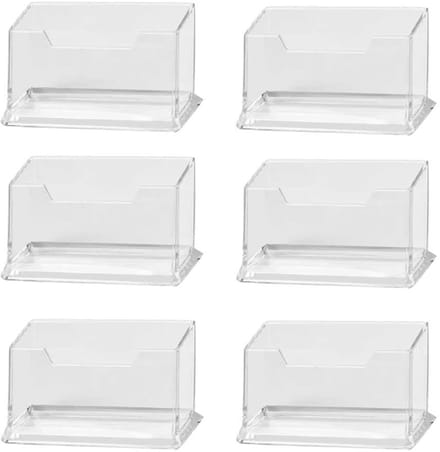Dailygoods- Visitekaartjeshouder Duidelijk - Acryl - Desktop - Set van 6 - 10,3 x 4,4 cm - Transparant - Kaarthouder
