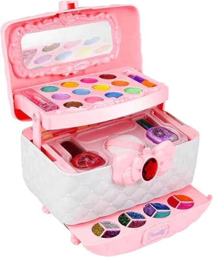 Kinderen Make-up Set - Cosmetische Kit - Prinses Verkleed - Wasbaar Huidvriendelijk - Draagbare Make-case - Roze
