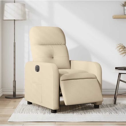 vidaXL - Fauteuil - verstelbaar - elektrisch - stof - crèmekleurig
