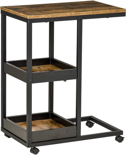 HOMCOM Bijzettafel Staal, MDF 51L x 33B x 66H cm Bruin