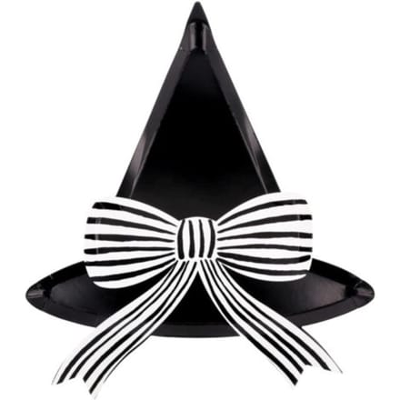 Meri meri halloween borden heksenhoed- zwart/wit gestreepte strik