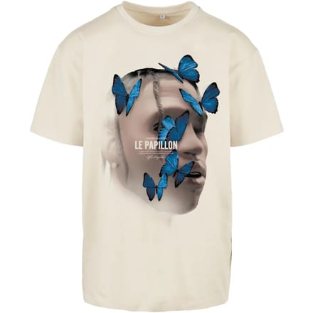 Mister Tee - Le Papillon Oversize Heren T-shirt - M - Beige