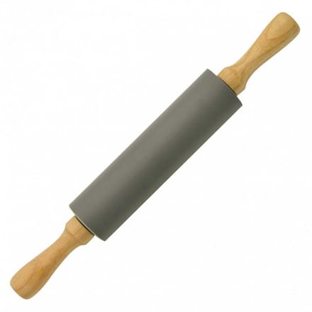 Kinghoff - Silikon Deegroller - 39cm - Houten Handvaten - Grijs