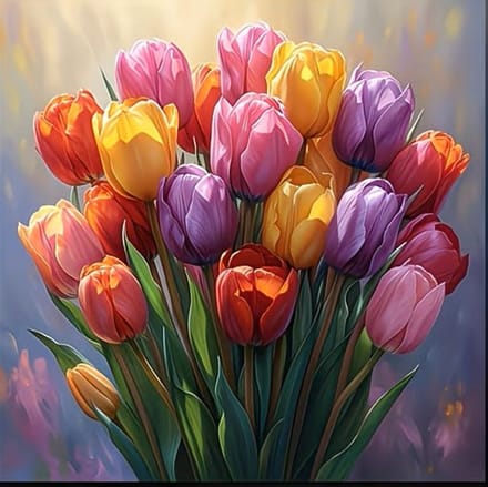 nr 590 Diamond Painting tulpen 40x40cm (rond)