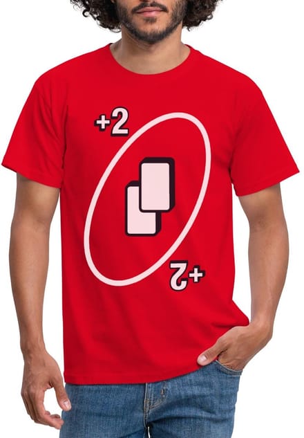 UNO +2 Kaart Kostuum Neem 2 T-Shirt Heren