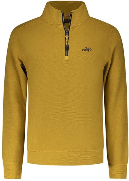 NZA - Okergele katoenen sweater met halve rits - Warm Ocre