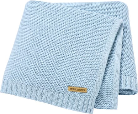 IL BAMBINI - Baby deken - Ledikant deken - Basic knit - Katoen - 115 x 80 cm - Baby Blue