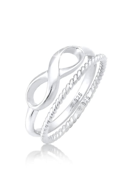 Elli - Ring - Dames Stacking Ring Duo Infinity Gedraaid Basic Trend Blogger in 925 Sterling Zilver - Dames