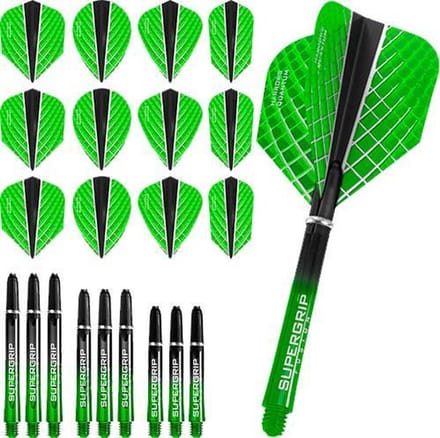 Dart Set - Combi kit – Quantum-X – 3 sets darts shafts – 4 sets darts flights - Groen