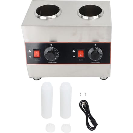 1300ml Commerciële Sauswarmer Kaasdispenser Hot Fudge Warmer 30?85 graden C Temperatuur Instelbaar Dubbel L white