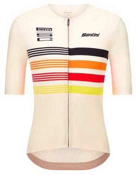 Santini Pirelli Tape Korte Mouw Wielertrui Wit XS