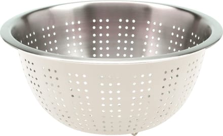 Excellent Houseware RVS keuken vergiet/zeef - afgieten etenswaren - creme wit - 24 x 11 cm