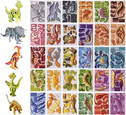 Dierenpuzzels 3D - Bouwmodel Puzzel - Kind Ontwikkeling - Papieren Constructie - 30 Stukjes - Dinosaurus