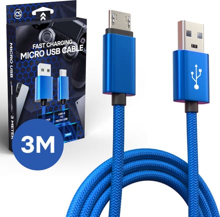 CS Oplaadkabel - Geschikt voor PS4 Controller - 3 Meter - Nylon