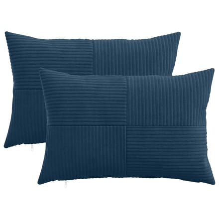 vidaXL - Kussensloop - 2 - pcs - ALMELO - Marineblauw - 50 - x - 75 - cm - corduroy