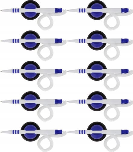 MemoBe Blauwe Balpen met Spiraal en Zelfklevende Basis - 10 Stuks
