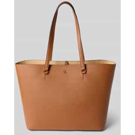 Tote bag van runderleer met labelapplicatie, model 'KARLY'