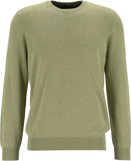 MARVELIS modern fit trui katoen - O-hals - olijfgroen
