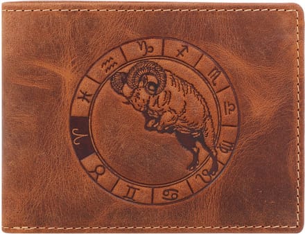 Greenburry - Vintage Lederen Heren Portefeuille Met Steenbok Sterrenbeeld