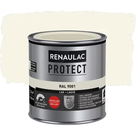Renaulac Houtlak Protect - Hoogglans - Crèmewit Ral 9001 - 250ml