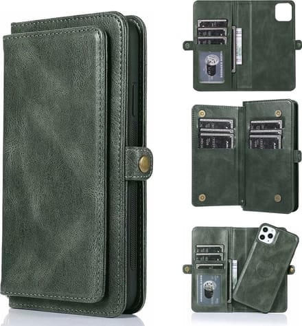 Hoesje geschikt voor iPhone 16 Pro Max - Bookcase - Afneembaar 2 in 1 - Backcover - Pasjeshouder - Portemonnee - Kunstleer - Groen