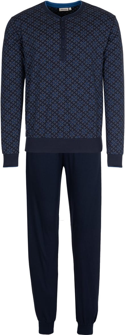 Pastunette Pyjamaset - Katoen - Donkerblauw - Knoopsluiting - Maat L