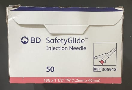 BD - SafetyGlide - Injectienaald 18G - 1.2 mm. 40 mm - 50 stuks per doos - 305918
