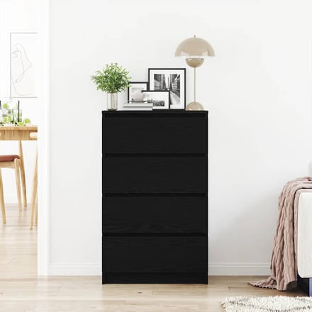 vidaXL - Dressoir - 60x35x98,5 - cm - spaanplaat - zwart - eikenkleurig