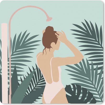 Muismat 20x20 cm - Mousepad Zomer - Vrouw - Bladeren - Muismatten