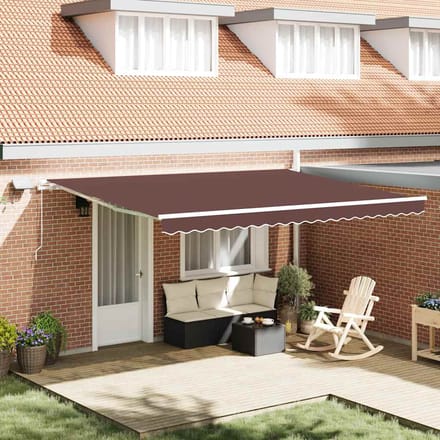 vidaXL - Luifel - handmatig - uittrekbaar - met - LED - 450x300 - cm - bruin