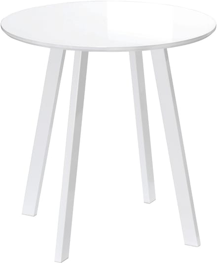 MODFU Ronde eettafel hoogglans MDF Ø72×75 cm wit — compact 2-persoons, robuuste metalen schuine poten