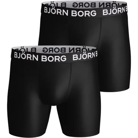 Björn Borg Performance boxers - microfiber heren boxers lange pijpen (2-pack) - zwart