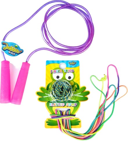 Jobber Toys - Springtouw + Springelastiek - Glitter - Regenboogkleuren