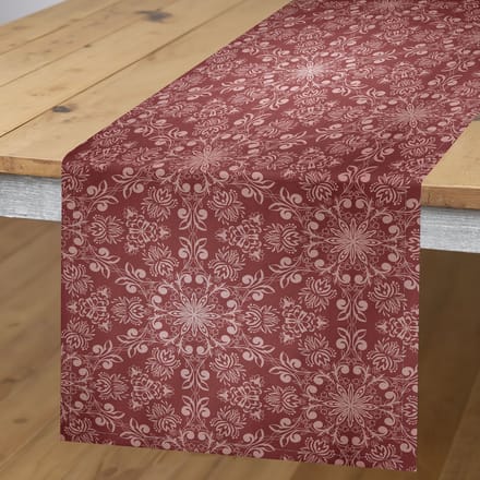 ABAKUHAUS Vintage tafelloper – 40×180 cm – kastanjebruin/zalm
