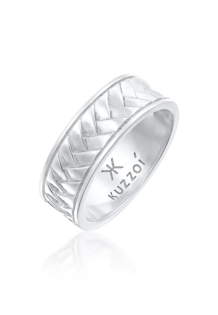 KUZZOI - Ring - Herenring Visgraat Vintage Massief in 925 Sterling Zilver - Heren