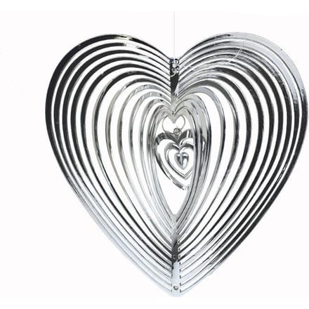 1 st kloppend hart windspinner roestvrij staal ABS windvanger liefde windgong roterend zilver
