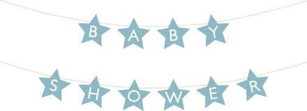 Partydeco - Babyshower banner sterren blauw (2,9 mtr)