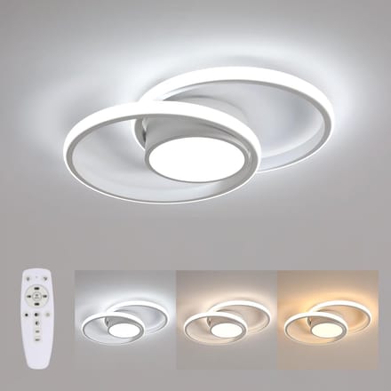 Dimbare witte dubbele cirkel LED-plafondlamp - Afstandsbediening - Verstelbaar 3000-6500K - Variabele sfeer